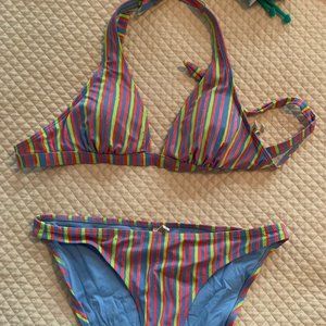 AERIE Striped Bikini Set S Top and M Bottoms